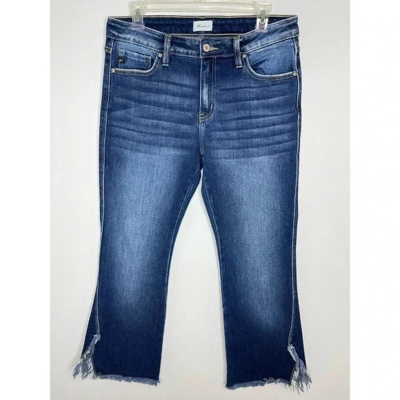 KanCan Quinn Mid Rise Ankle Flare Jeans Raw/Split/Frayed hem size 29 - Picture 1 of 11